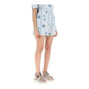 See by Chloé Shorts med Blommigt Tryck Blue, Dam