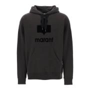 Isabel Marant Oversized Miley Hoodie med Flocked Logo Black, Herr