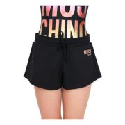 Moschino Svarta Shorts med Logotryck för Kvinnor Black, Dam