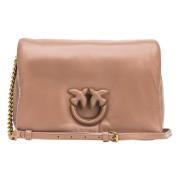 Pinko Love Bag Click Puff i mjukt nappa läder Beige, Dam