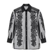 Dolce & Gabbana Silke och Spets Organza Skjorta Black, Dam