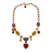Dolce & Gabbana Handmålad charmhalsband med kristaller och element Yel...