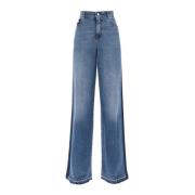 Alexander McQueen Jeans med vida ben och kontrasterande detaljer Blue,...