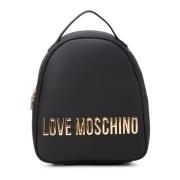 Love Moschino Svart ryggsäck med metalllogo Black, Dam