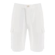 Brunello Cucinelli Cargo Shorts i Jersey White, Herr