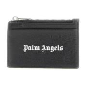 Palm Angels Läderkorthållare med logotyp Black, Herr