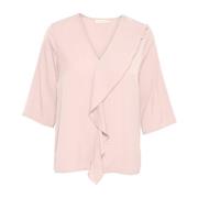 InWear Elegant Blus med Ruffledetalj Pink, Dam