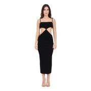 Akep Svart klänning med urklipp och glittrande kanter Black, Dam