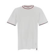 Thom Browne Vit Bomull T-shirt med Ribbade Kanter White, Herr
