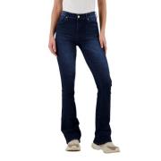 Raizzed Mid Blue Highwaist Flare Jeans Blue, Dam