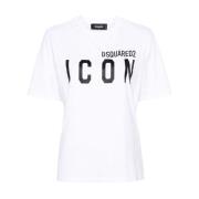 Dsquared2 Logo Print Crew Neck T-shirts och Polos White, Dam