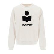 Isabel Marant Flocked Logo Crew-neck Sweatshirt White, Herr