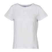 Pinko Broderad Logo Jersey T-shirt White, Dam