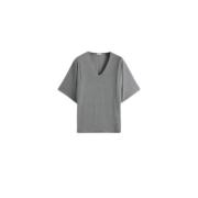 Aspesi Randig V-Hals T-Shirt Gray, Dam