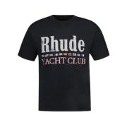 Rhude Svart T-shirt med flagga i bomull Black, Herr