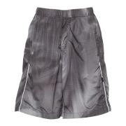 44 Label Group Svarta Crinkle Shorts med All-Over Grafiskt Tryck Black...