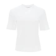 Salvatore Ferragamo Gancini Label T-shirt i Solid Bomullsjersey White,...