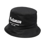 Alexander McQueen Svart Hatt med Logotryck Black, Herr