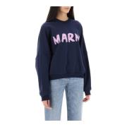 Marni Logo Print Boxy Sweatshirt Blue, Dam
