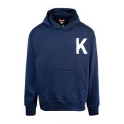 Kenzo Blå hoodie med broderad 'K' emblem Blue, Herr
