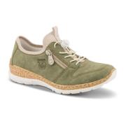 Rieker Gröna skor i imiterat läder med dragkedja och elastiska snören ...