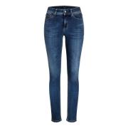 Cambio Sophisticated Dark Used Jeans - Hög Midja, Slim Fit Blue, Dam