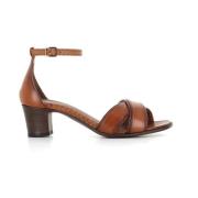 Pantanetti Cognac Lädersandal med Ankelrem Brown, Dam