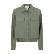 Max Mara Weekend Klassisk Crop Skjorta i Ren Bomull Green, Dam