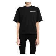 Moncler Svart Bomull T-Shirt med Logotyp Black, Dam