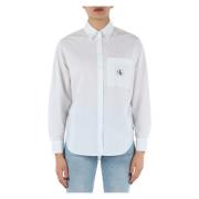 Calvin Klein Jeans Bomullsskjorta med främre logopatch White, Dam