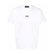 Dsquared2 Vit T-shirt med rund hals och tryckt logotyp White, Herr