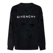 Givenchy Förstörd Svart Sweatshirt Black, Herr