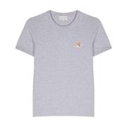 Maison Kitsuné Grå T-shirts och Polos med Fox Motif Gray, Dam
