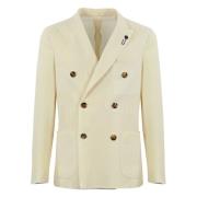 Lardini Vit Dubbelknäppt Bomullsblazer White, Herr