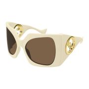 Gucci White/Brown Sunglasses White, Dam