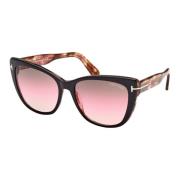 Tom Ford Nora Sunglasses Black Havana/Light Brown Shaded Brown, Dam