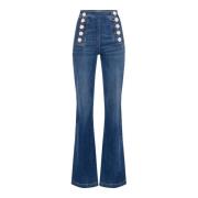 Elisabetta Franchi Boot-Cut Jeans för Kvinnor Blue, Dam