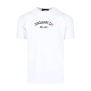 Dsquared2 Vit Logotyp T-shirt med Röda Detaljer White, Herr