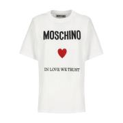 Moschino Vit Logo Crew Neck T-shirt White, Dam