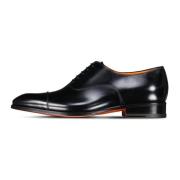 Santoni Läder Snörskor Black, Herr