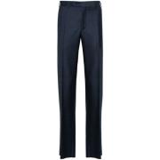 Canali Straight Trousers Blue, Herr