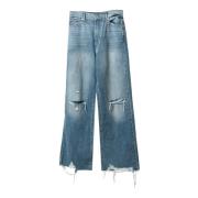 7 For All Mankind Distressed Wideleg Jeans Blue, Dam