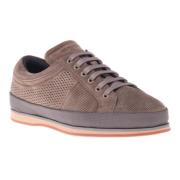 Baldinini Lace-up in taupe perforated suede Brown, Herr