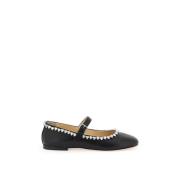 Mach & Mach Audrey Ballet Flats med Hjärtformade Kristaller Black, Dam