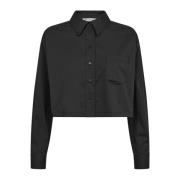 Co'Couture Svart Cottoncc Crisp Crop Skjorta Blus Black, Dam