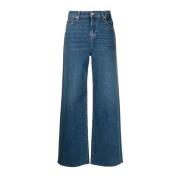 7 For All Mankind Klassiska höga jeans med fransad nederkant Blue, Dam