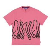 Octopus Thorns Tee Pink Streetwear T-Shirt Multicolor, Herr