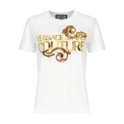 Versace Jeans Couture Vit Bomull Crew Neck Logo T-shirt White, Dam