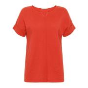 Mansted Bright Red Kerstin Stickad T-shirt Red, Dam