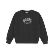 Ganni Organisk Bomull Logo Sweatshirt Black, Dam